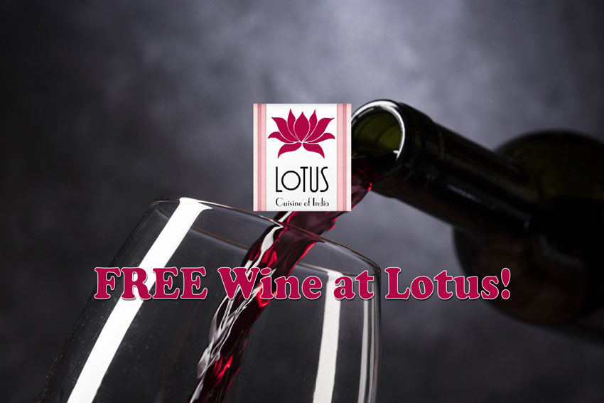 Lotus Cuisine of India - Free Bonterra Organic Wine