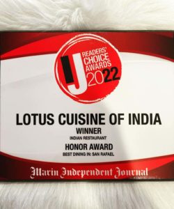 Lotus Cuisine of India - Best Indian Restaurant in Marin 2022! - WInner