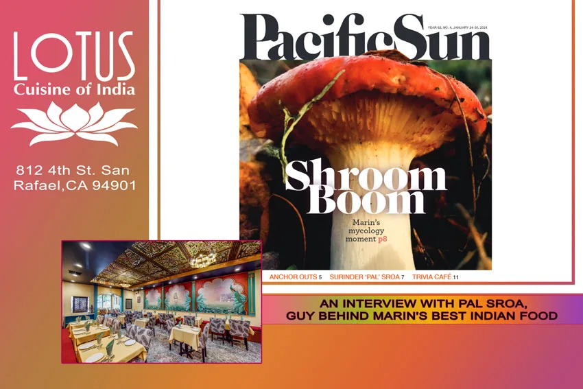 Lotus Cuisine of India - Interview with Pal Sroa - Magazine cover, Lotus Cuisine of India interior, logo and texts.